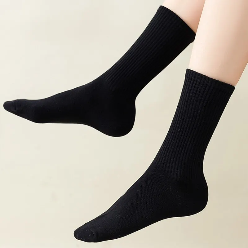 Men's Mid-Calf Tube Socks 6/12 Pairs Solid Black & White Streetwear Style Breathable Casual Harajuku Inspired Socks