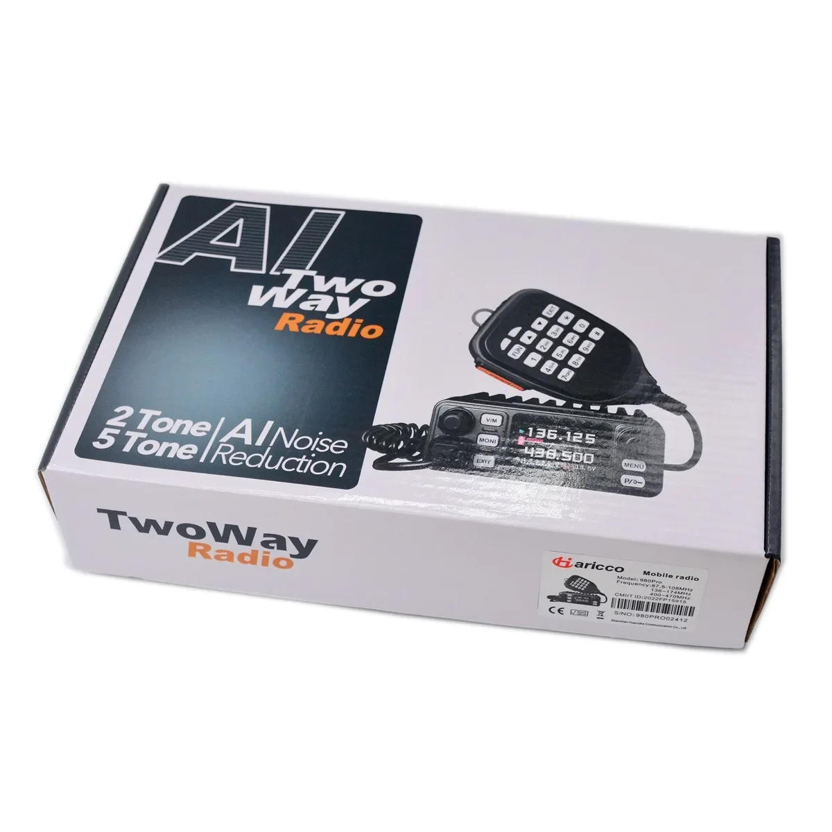 980 Pro Mobile Radio VHF UHF 200CH 25W Dark Background Screen Dual Watch Display AI Noise Reduction Scrambler Cigarette Lighter
