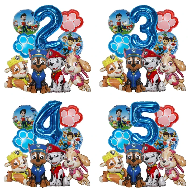 9 stücke Cartoon Paw Patrol Folie Ballon Digitale Anzahl Liefert Rettungs Hund Kinder Geburtstag Party Dekoration Baby Geschenk Chase Skye