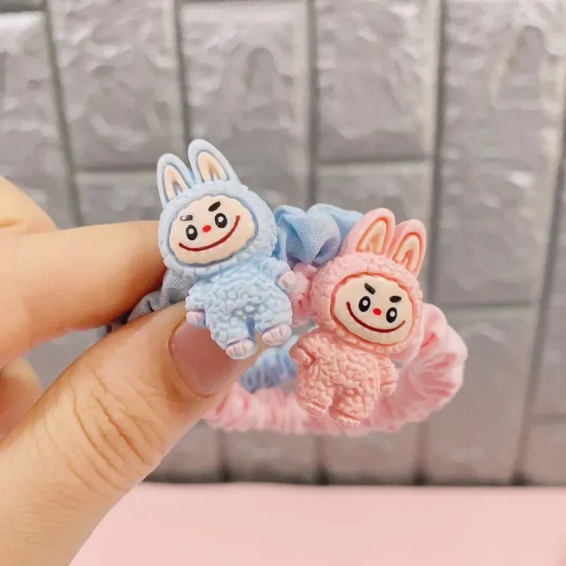 5 uds Labubu lazo de cuerda para el cabello dibujos animados lindos bandas elásticas para el cabello Scrunchies mujeres diadema niñas Cola de Caballo titular accesorios para el cabello regalo