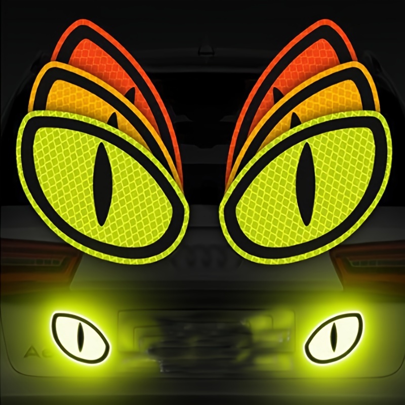 Car Reflective Safety Warning Tape, Cat Eyes Pattern, Decalques de segurança de condução noturna, Auto Truck, Motocicleta Reflector Sticker, 2pcs