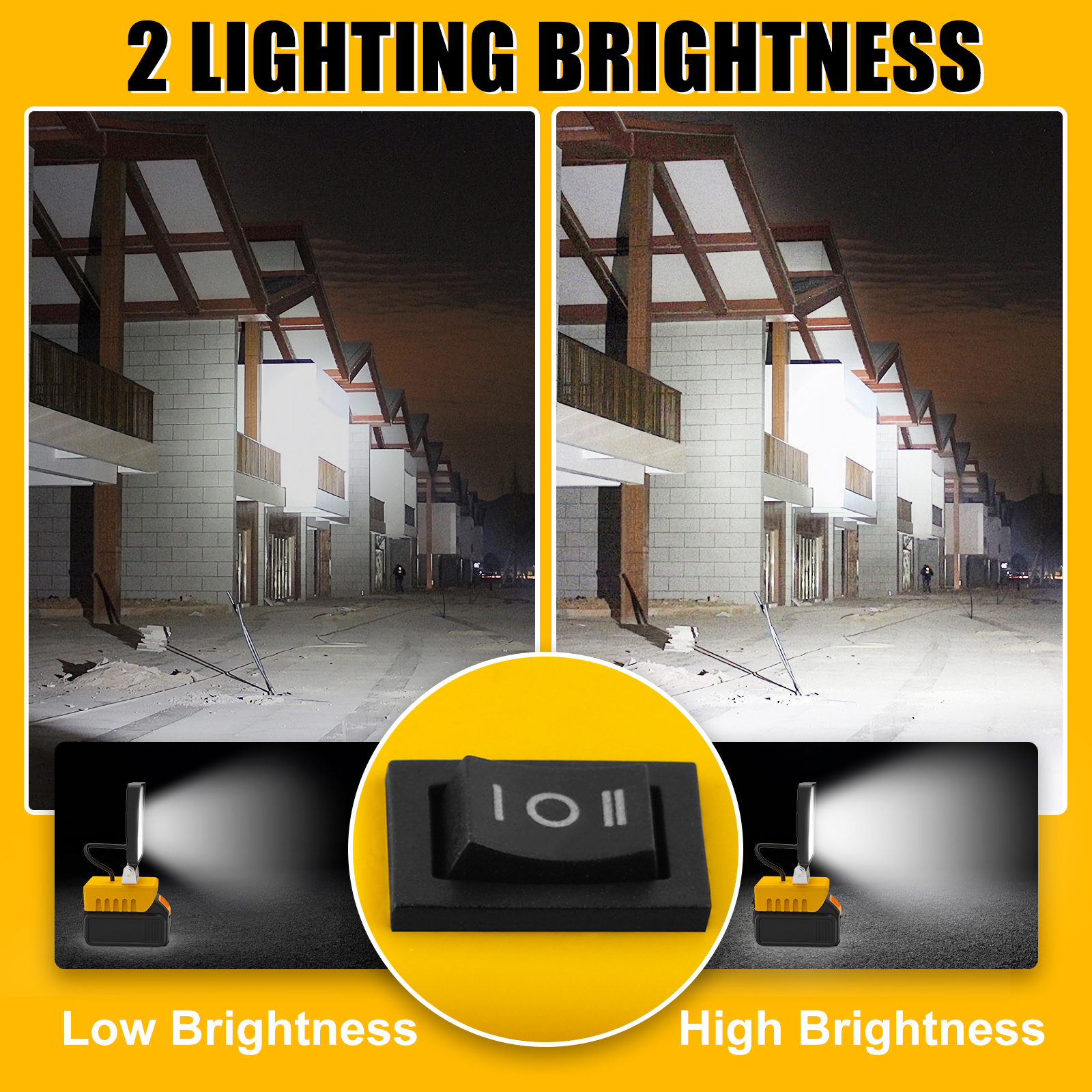 Lampe de travail LED sans fil portable, base réglable, budgétaire aste pour DeWalt, sans batterie, 5200LM, 48W