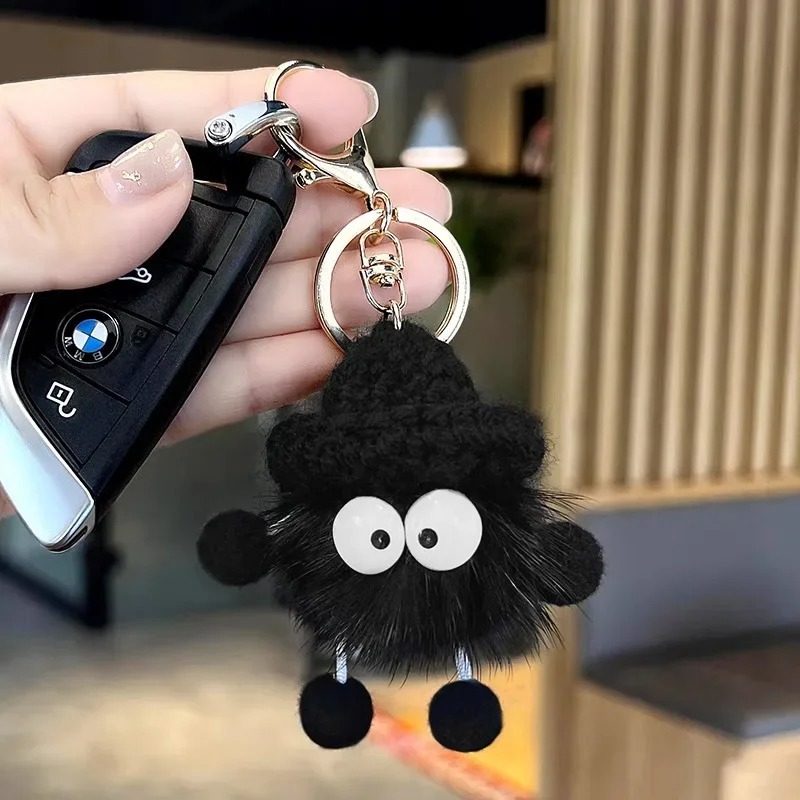 Novo bonito cordão de pele de vison briquetes chaveiro carro pingente de pelúcia saco escolar pingente presente kawaii mochila chaveiros