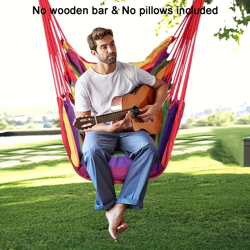 Columpio de silla hamaca tejida a mano, silla colgante de tela para uso interior y exterior, resistente y cómoda, 1 ud.