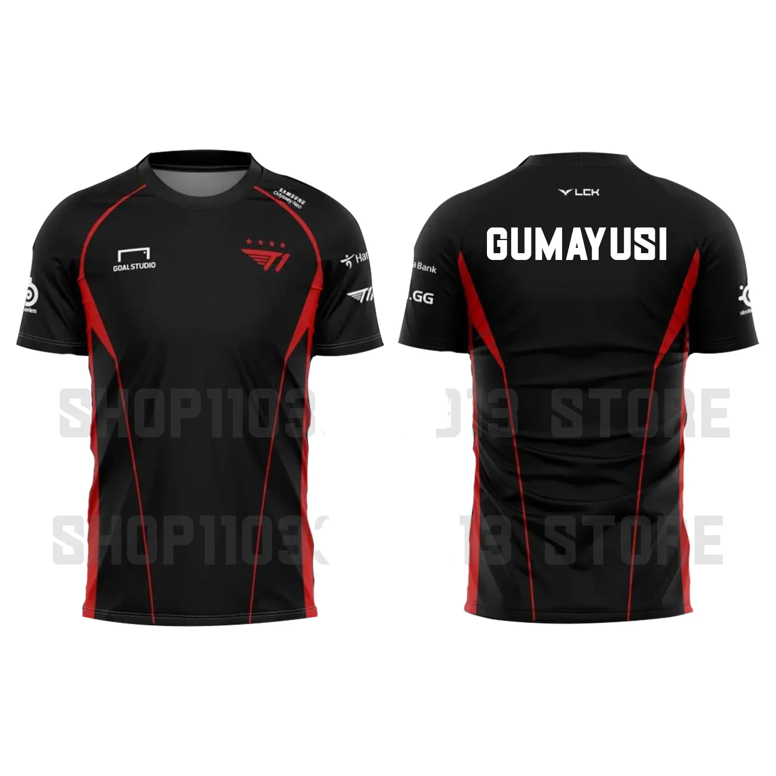 スポーツチャンピオンチームユニフォーム通気性Tシャツfaker t1チーム、3Dプリント、2024