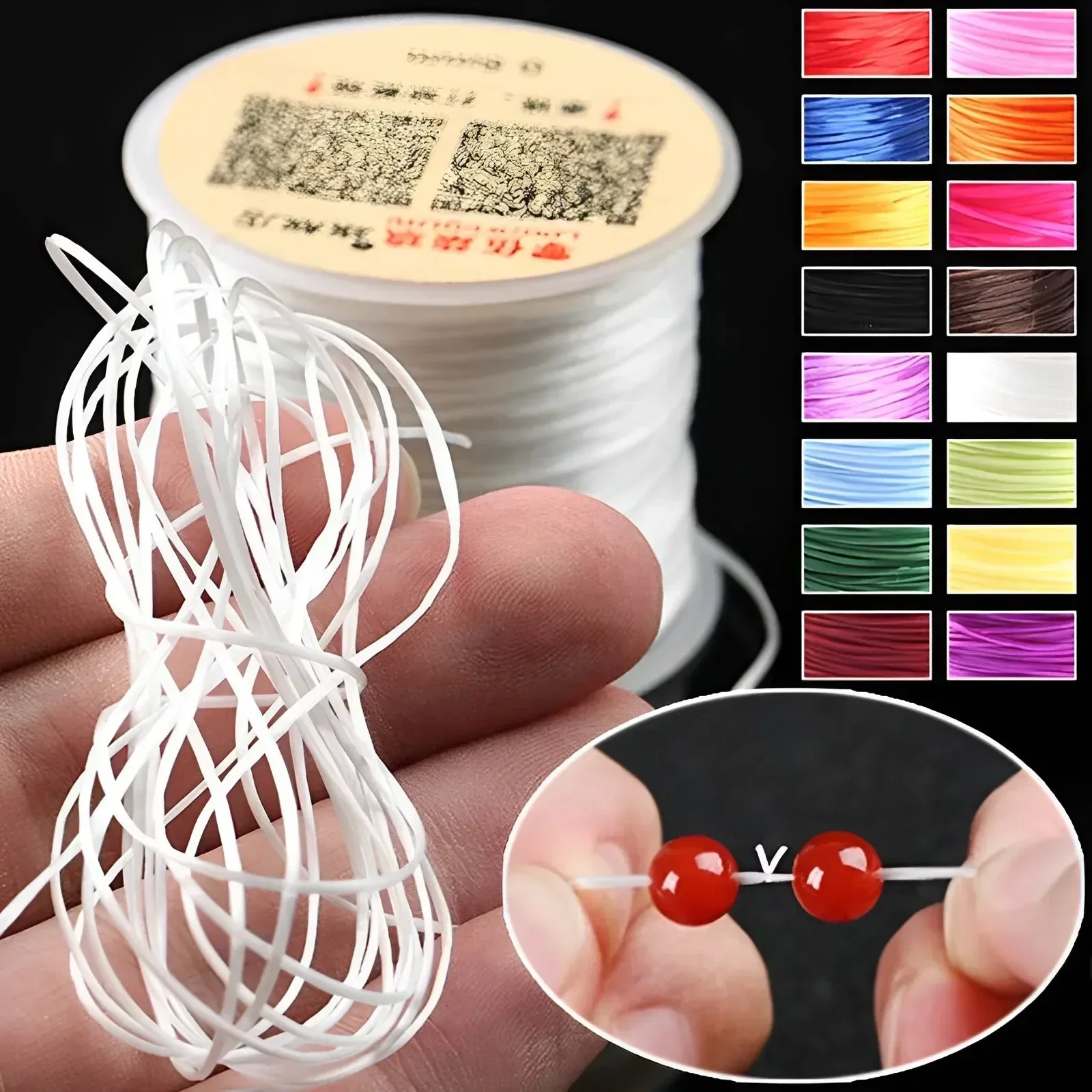 100m/rolo forte elástico cristal miçangas cabo 1mm para pulseiras estiramento fio corda colar diy jóias fazendo cabos linha
