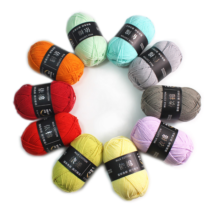 4 Stränge gestrickt Milch Baumwolle Häk elgarn Wolle Nadel gefärbt Lanas Häkeln Handwerk Pullover Hut Puppe Schal DIY Stricken