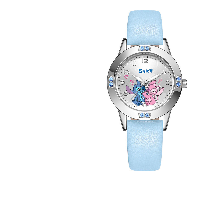 Disney Stitch girl's Watches Diamond Quartz Watch per le donne Stich Cartoon Leather orologi da polso Fashion Steel Belt Watch Gift