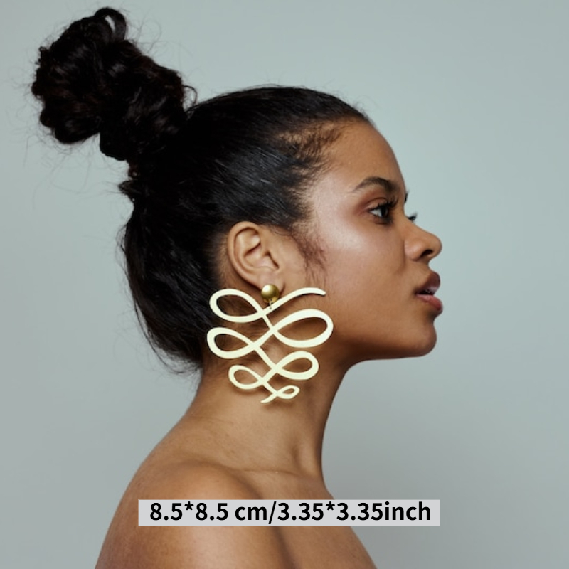 1 Paar Squiggle-Ohrringe, große unendliche baumelnde Ohrringe, Geschenk für Sie, modischer afrikanischer Schmuck, kann individuell angepasst werden, Lasergravur mit Namen