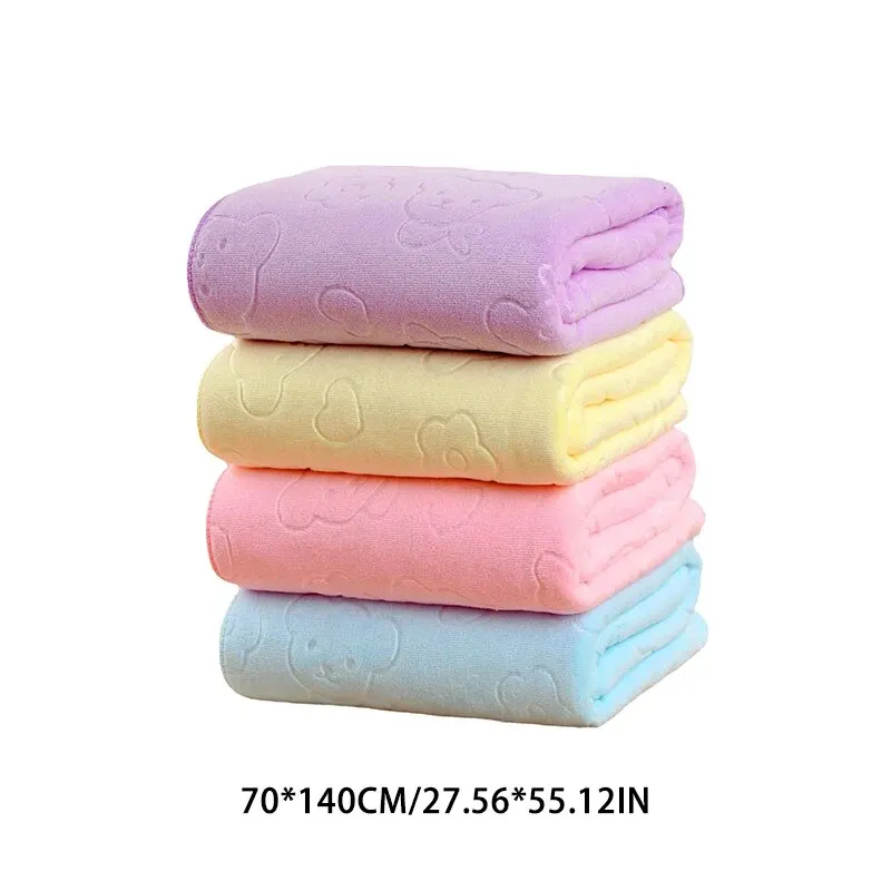1 PC น่ารักหมี Textured ผ้าเช็ดตัวน้ําหนักเบา,Super Fine ไมโครไฟเบอร์ดูดซับผ้าเช็ดตัว,Beach Essentials,อุปกรณ์ห้องน้ํา