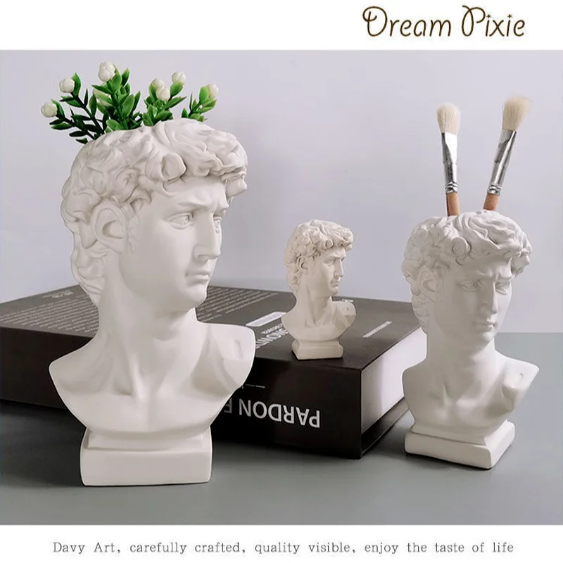 Florero de David nórdico Ins, florero hidropónico, adornos, maceta, cubo de almacenamiento de brochas de maquillaje, accesorios para fotos, decoración Vintage para el hogar