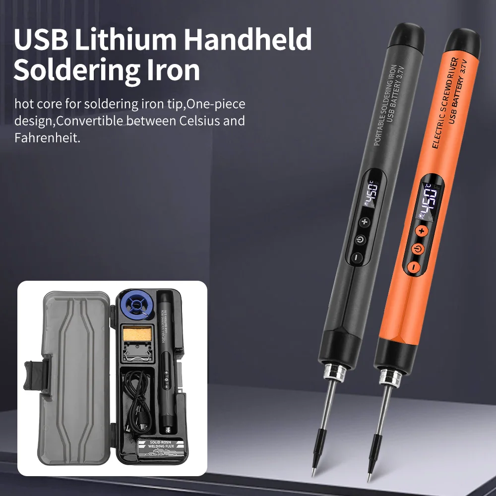 Lutownica z cyfrowym wyświetlaczem USB, interfejs typu C, mini zestaw lutownic 260-420 ℃   pięć przełączania temperatury