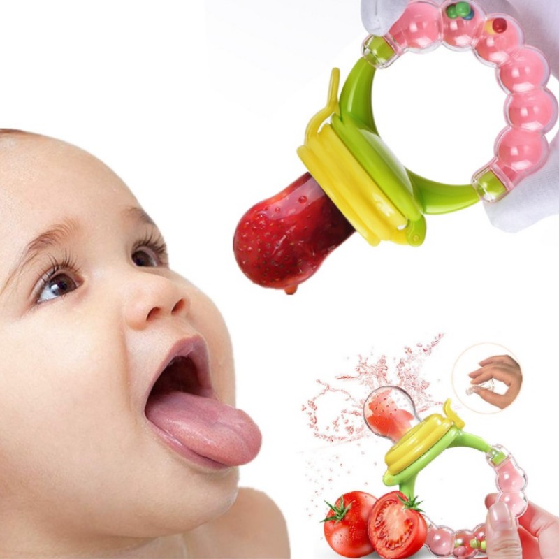 Mordedor para dientes de bebé, chupete para bebé, alimentador de alimentos frescos, accesorios para bebés, botella de fruta de cereal de arroz de silicona para recién nacidos