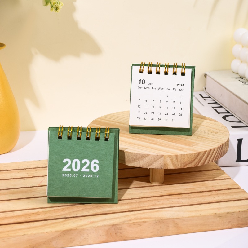 Portable Simplified Mini Calendar 2026 Unprinted 180° Page Flip Desktop Ornament Check-in Plan Style Calendar