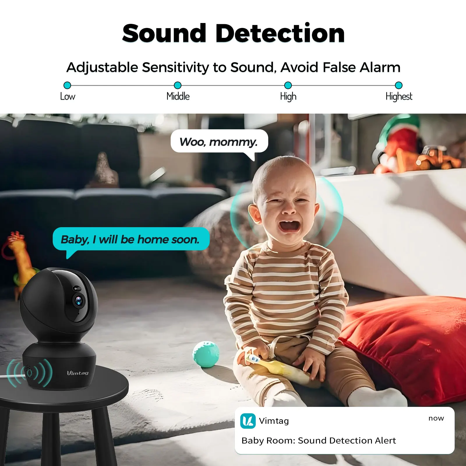 VIMTAG 2.5K Security Camera Indoor CCTV Camera WIFI 360° Auto Track IR Night Vision Human Detect Surveillance IP Camera for Home