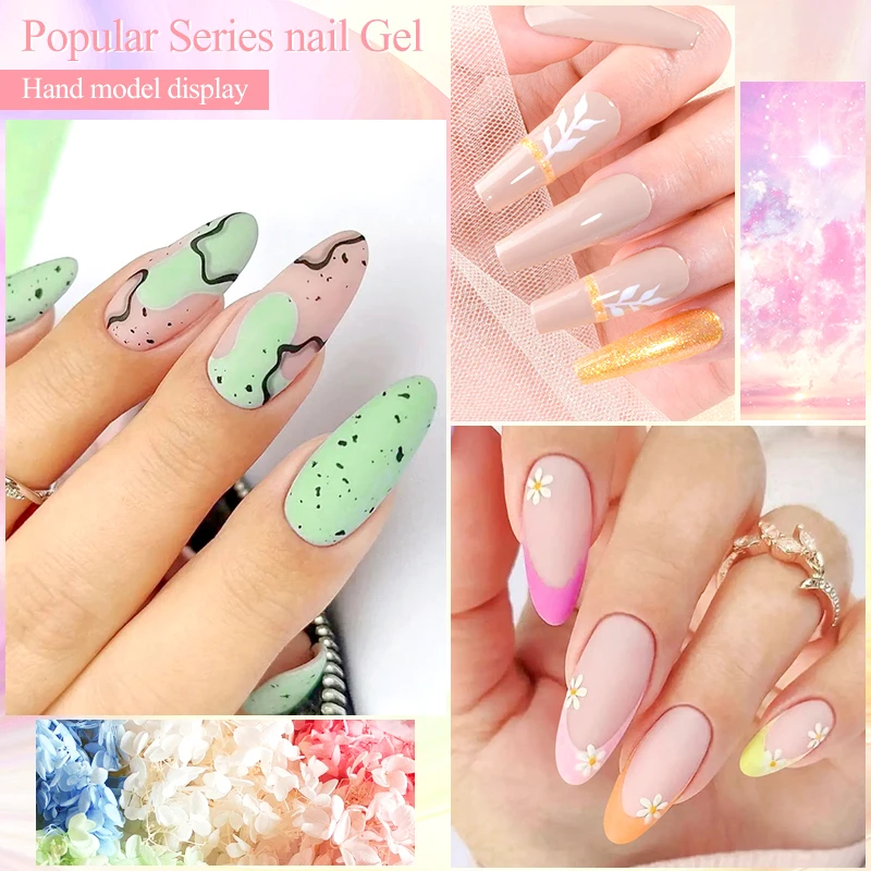 พบกับข้าม 6 ชิ้น/เซ็ต Macaron Series เจลเล็บชุด Glitter กึ่งถาวร UV เล็บชุดฐาน Matte Top Coat เล็บเล็บ