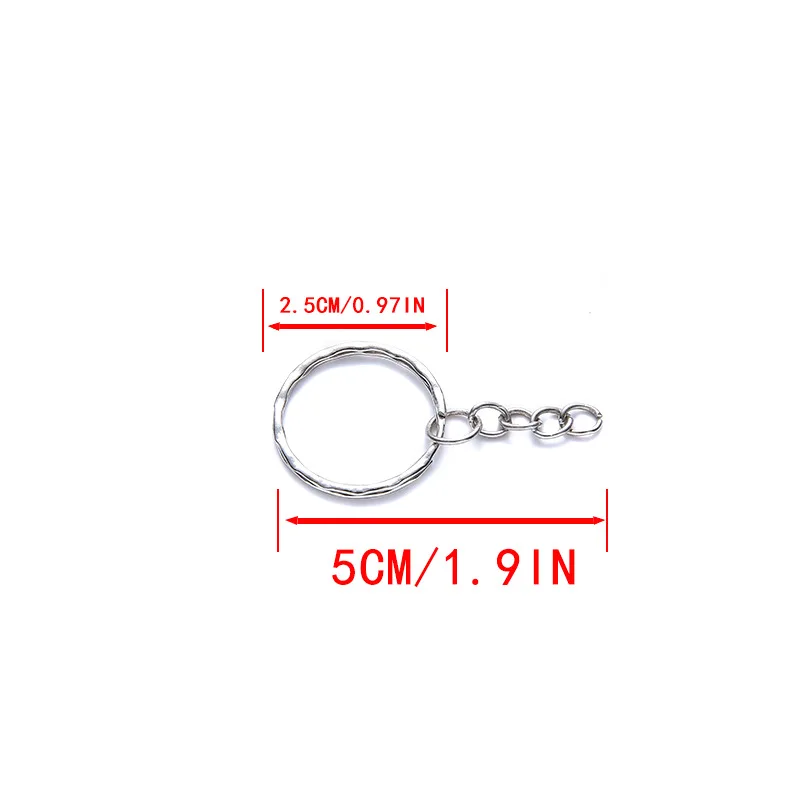 50 ชิ้นโลหะชุบเงินเปล่าพวงกุญแจพวงกุญแจแหวนแยก Keyfob Key ผู้ถือแหวนผู้หญิงผู้ชาย DIY Key Chain Key Ring อุปกรณ์เสริม