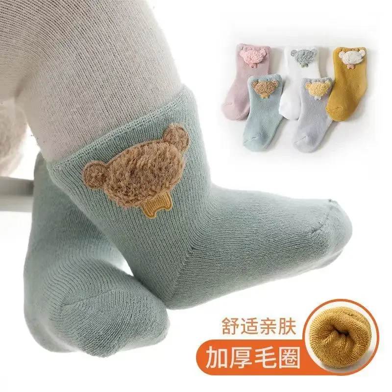 Calcetines cálidos de invierno para bebé, bonitos y suaves calcetines para niñas recién nacidas de otoño, calcetines de zapatos para bebés de conejito para niños pequeños