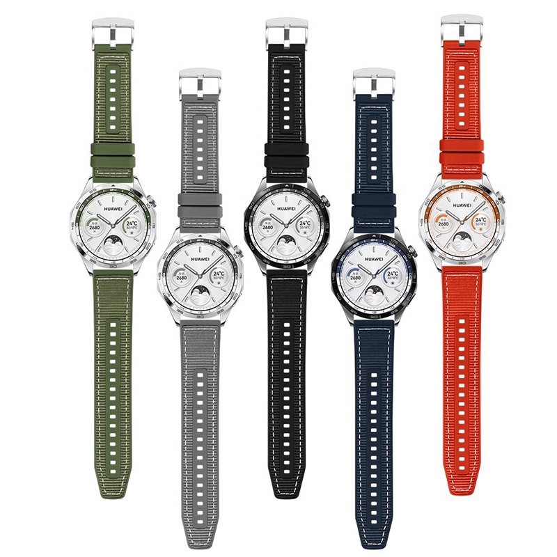 22mm Nylon Silicone Strap For Huawei Watch GT4 46mm Official Nylon Braided Replacement Bracelet Belt for Huawei Watch GT 5 Strap