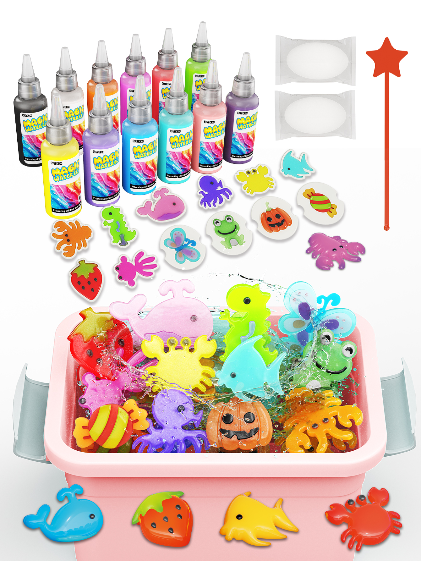 Lustiges wissenschaftliches Experimentierset, DIY magischer 3D-Wasserelfe, Graffiti-Malerei, schwimmendes Spielzeug