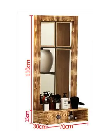 Friseur Schmink tisch Spiegel Massivholz Retro einseitig Low Clearance Wandbehang Friseursalon Special