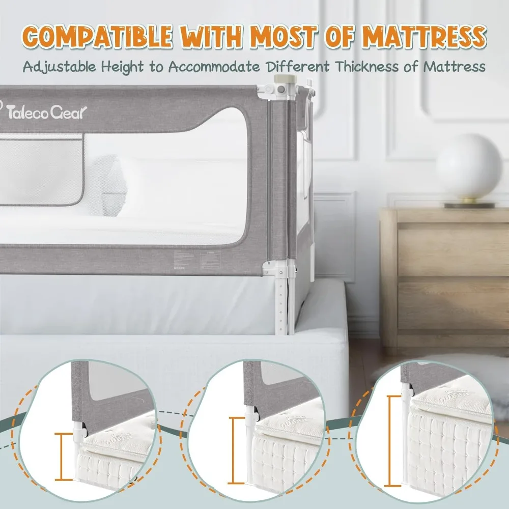 Bed Rail for Toddlers, Stable Protective Bed Side Rails, Baby Bedrail Guard for Twin Full Queen & King Size Bed (70.8 Inch,1 Pcs