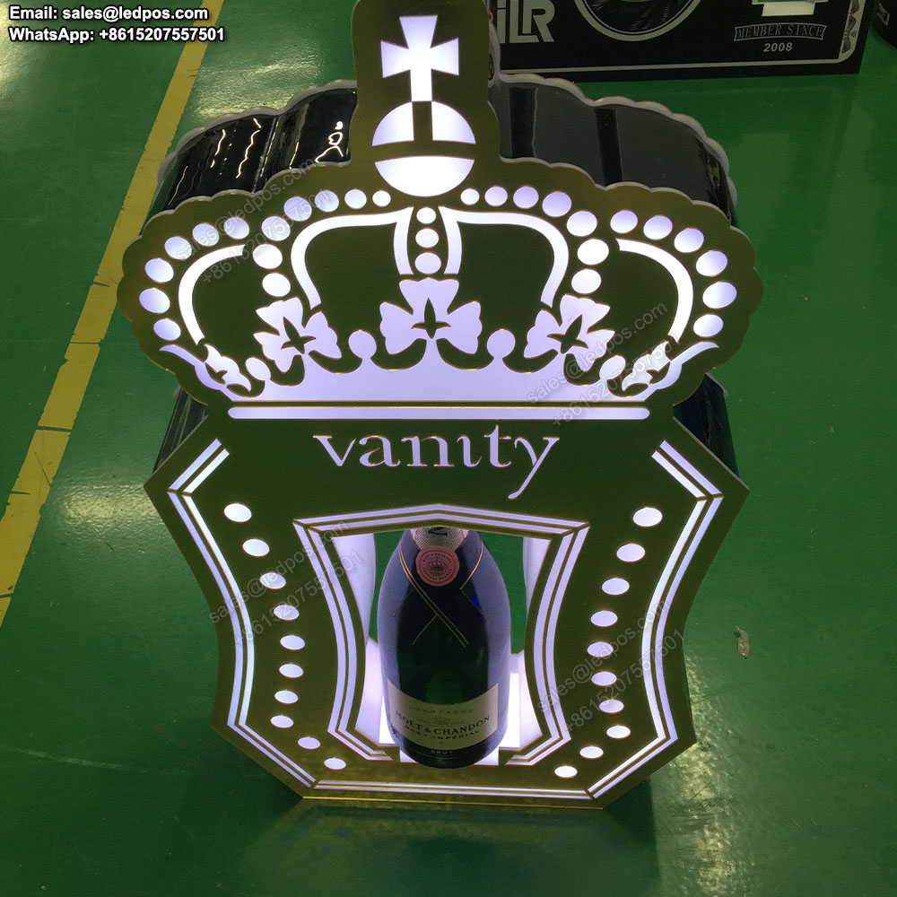 Wiederauf ladbare Gold LED beleuchtete Champagner Moetch andon Flasche Moderator verherrlicht Display Rack Weinflaschen halter VIP-Service