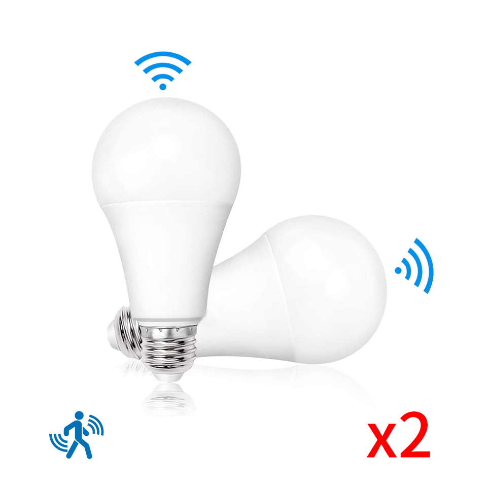 Bombilla de luz de Radar con Sensor LED, 6W, 9W, 12W, 15W, 18W, 20W, lámpara LED inteligente E27, 220V, Sensor de movimiento, apagado/encendido automático, blanco frío y cálido para el hogar, 2 uds.
