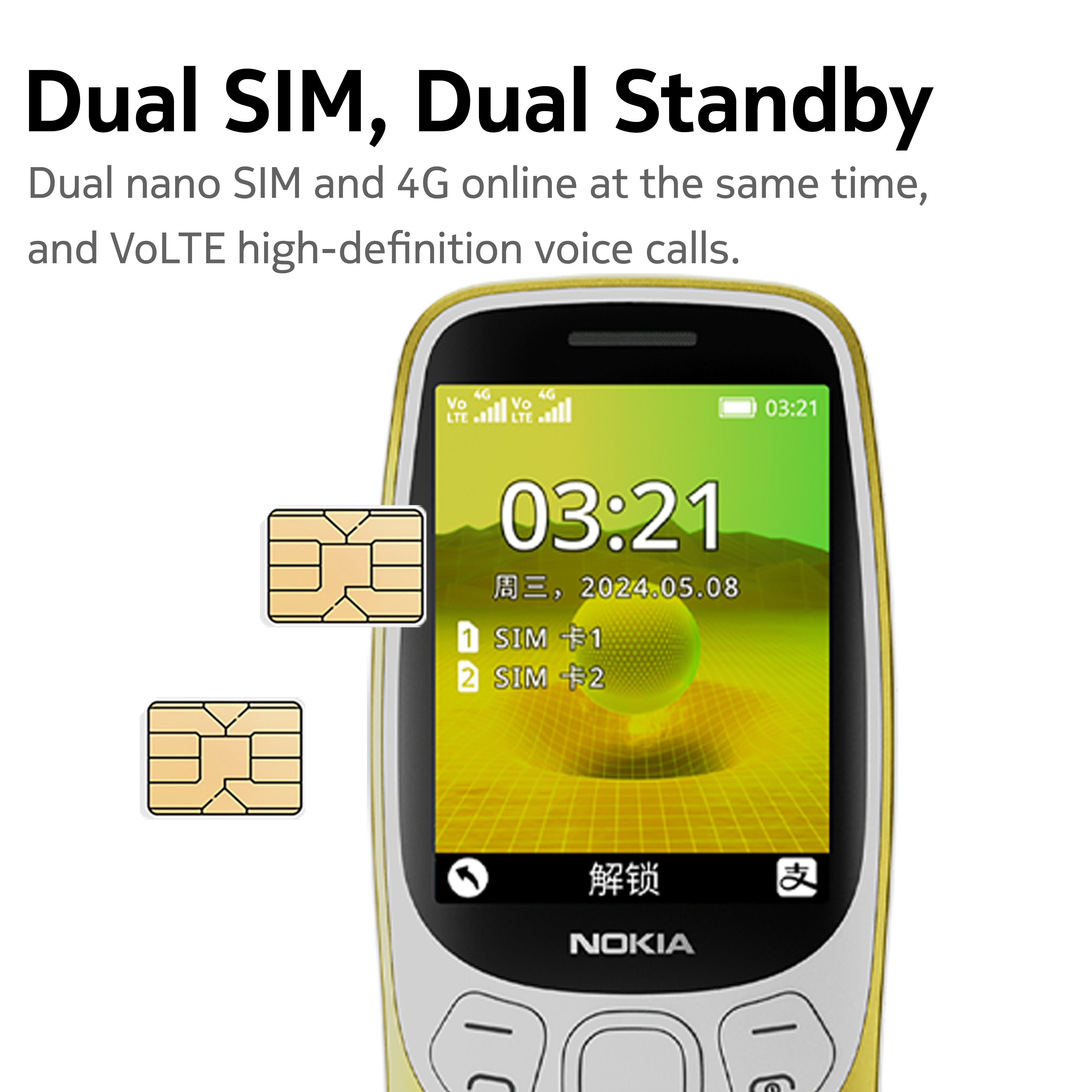 2024 nuevo Nokia 3210 4G característica teléfono Dual SIM 2,4 "puerto tipo C Bluetooth 5,0 Radio FM 1450mAh mejor botón pulsador teléfono móvil