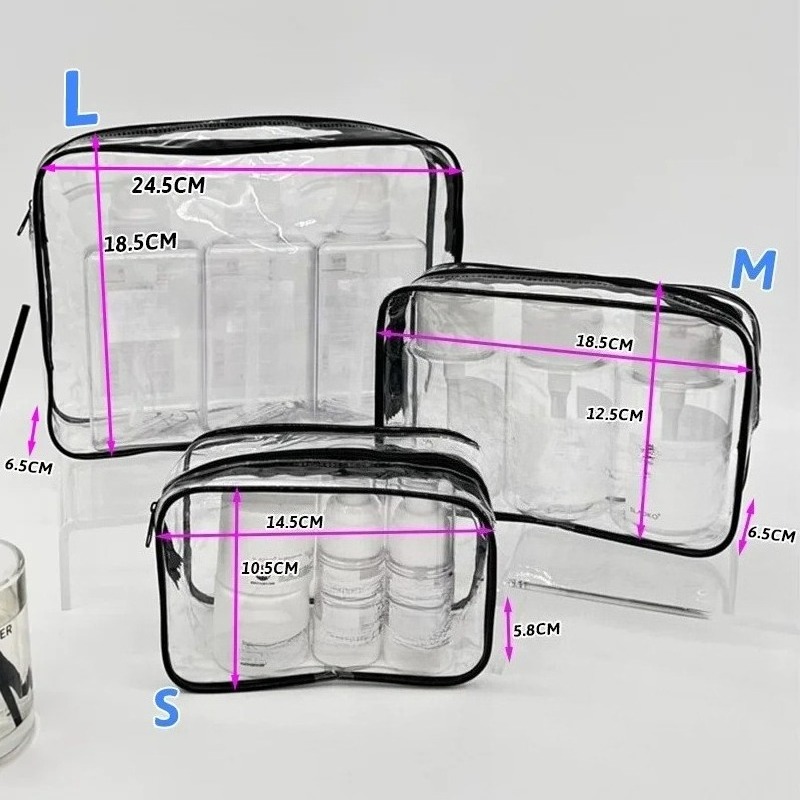 Simple PVC Clear Makeup Bag Transparent Waterproof Cosmetic Storage Case Travel Make Up Organizer Pouch Bath Toiletry Wash Bag