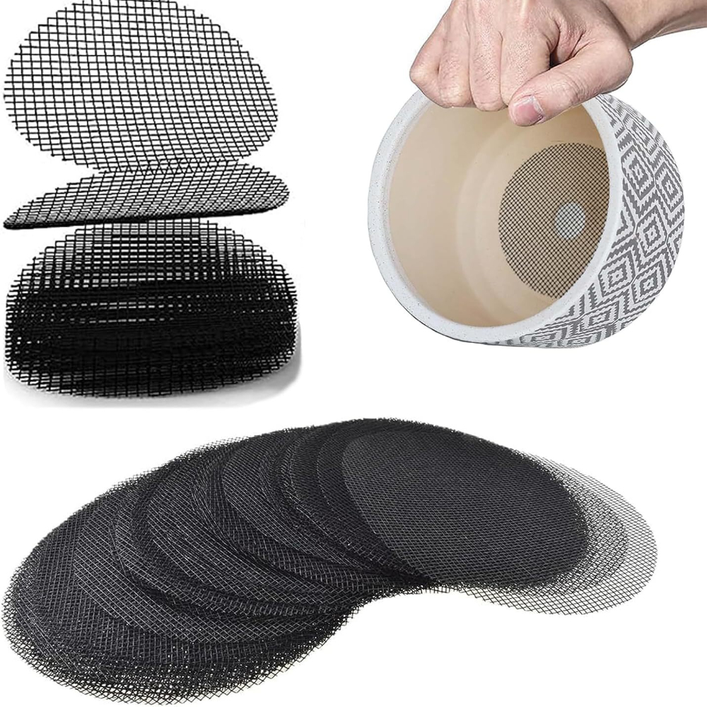 50/100PCS Flowerpot Gasket Ceramic Black Leakproof Soil Super Large Diameter Breathable Insect-Proof Plastic Circular Mesh Pad
