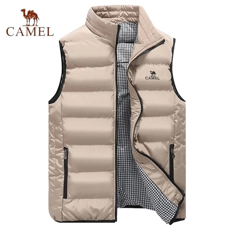 Chaqueta chaleco de algodón de alta gama CAMEL bordada, chaqueta sin mangas cómoda informal de moda de otoño e invierno para hombre