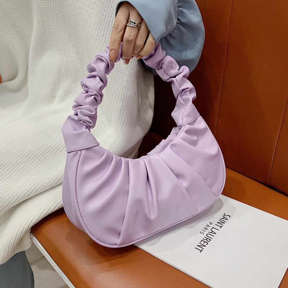 女性用プリーツPUクラウドハンドバッグ、レジャー用バッグ、ショッピングショルダーバッグ、女性用餃子ハンドバッグ、ファッション、2022
