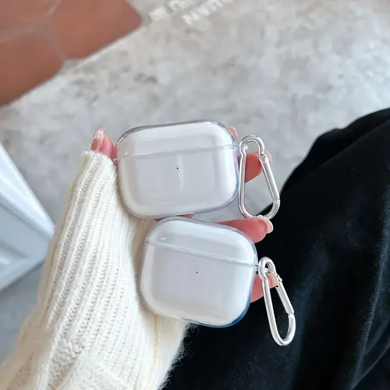 Custodia morbida per auricolari in TPU trasparente per Airpods Pro Trasparente con gancio Airpods 4 Cover trasparente antiurto per Airpods 1 2 3 Shell Cas