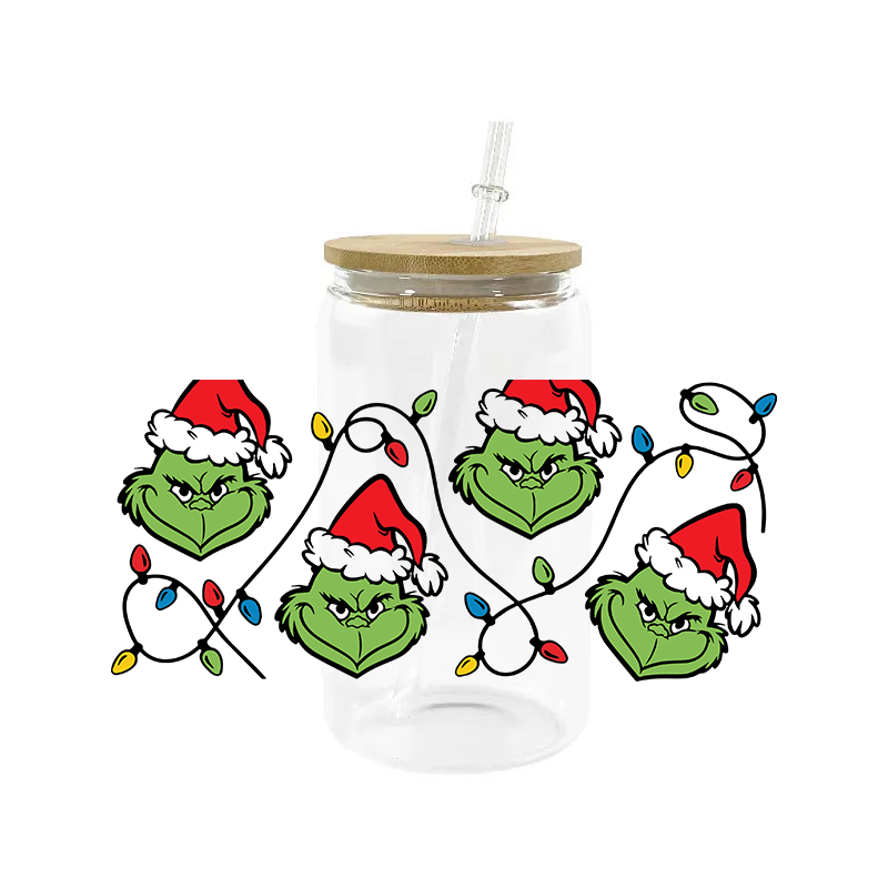 Miniso 3D Cartoon Christmas Monster Sticker 16oz UV DTF Cup Wrap Transfers Stickers Washable Custom Logo DIY Mug Sticker