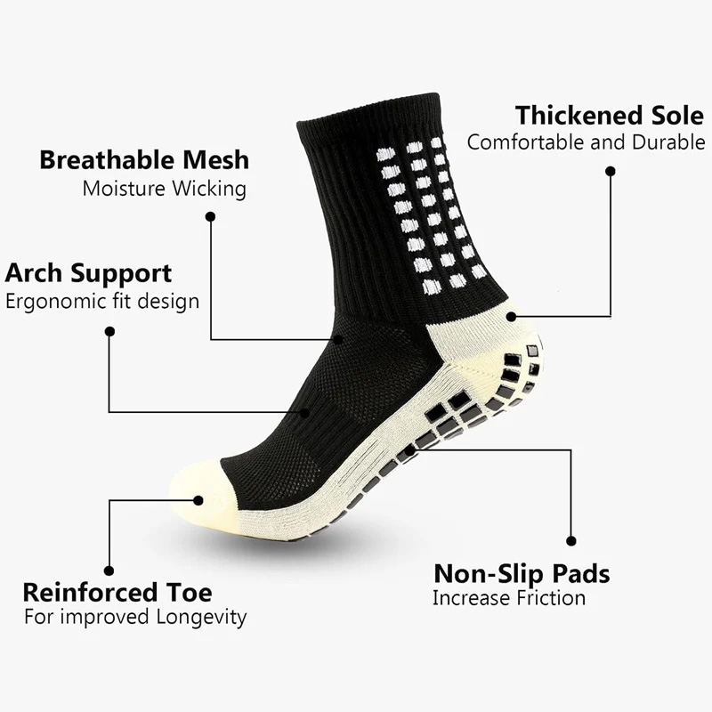 1/4 Paar rutschfeste Fußball-Socken für Damen und Herren, Outdoor-Sport, Grip, Fußball, Yoga