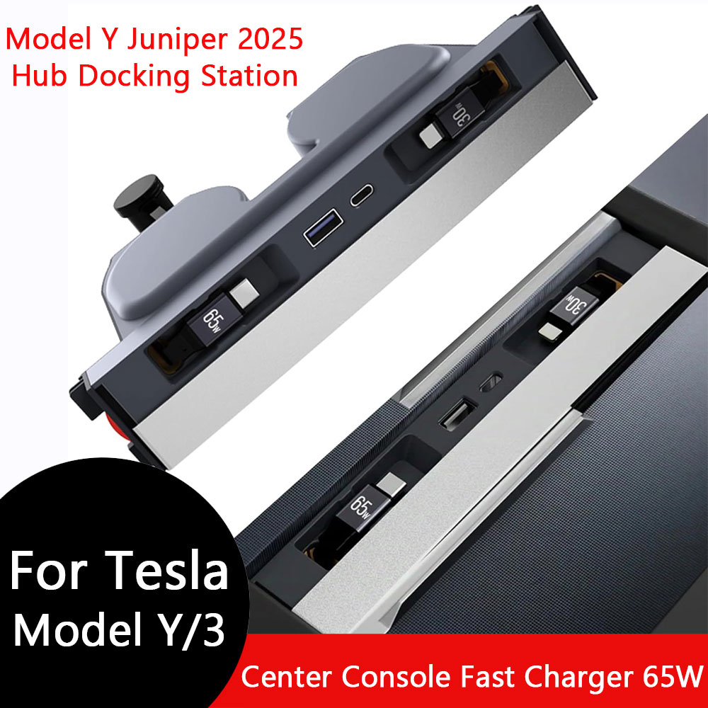 USB Hub Voor Tesla Model Y 2025 Juniper Model 3 Highland Middenconsole Snelle Oplader Interieur Accessoires MultiPort Docking