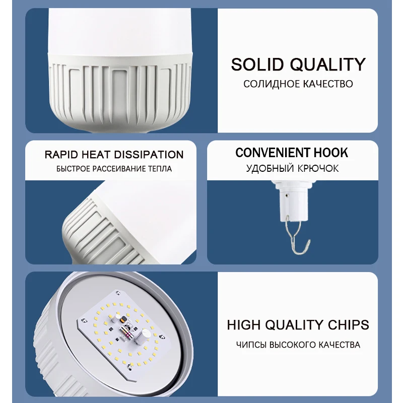 Linterna Led nocturna para acampar, Bombilla recargable para exteriores, lámpara con batería de emergencia, luminaria de iluminación externa impermeable