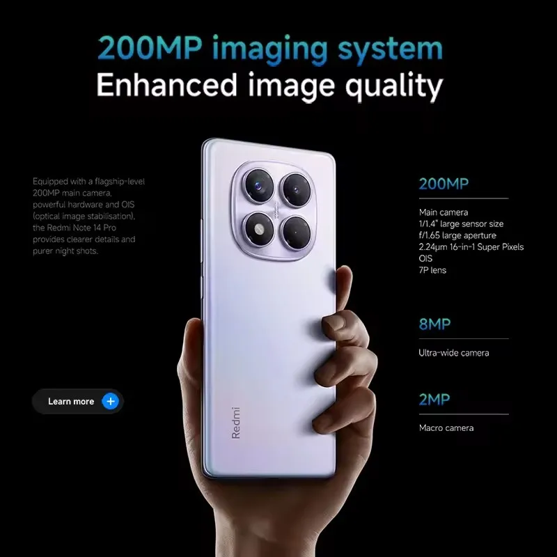 Global Version Xiaomi Redmi Note 14 Pro 4G Smartphone MediaTek Helio G100-Ultra 6.67'' Display 200MP Camera 5500mAh Battery