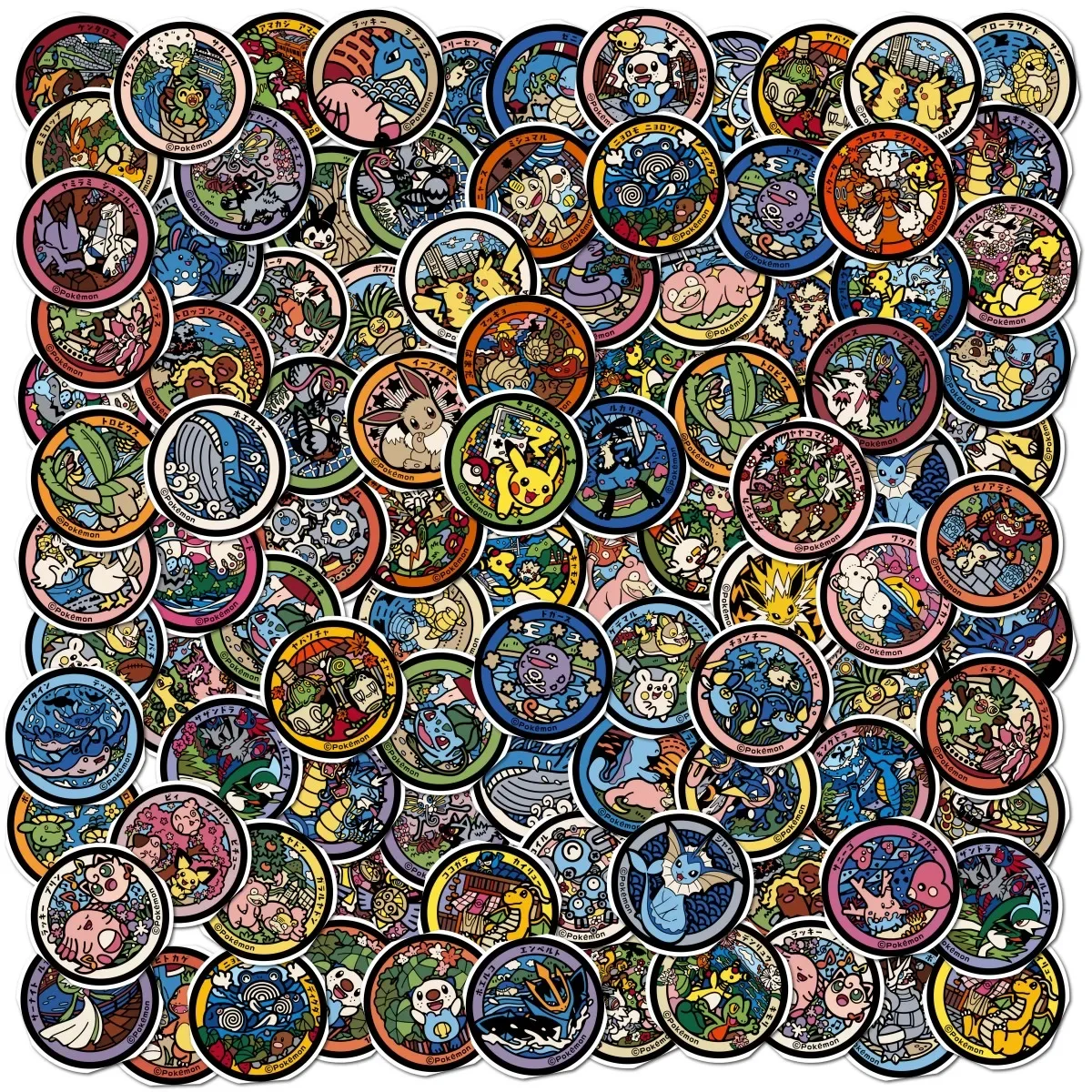 50/108pcs Kawaii 피카추 포켓몬 스티커 귀여운 Eevee 만화 애니메이션 데칼 노트북 스크랩북 전화 클래식 스티커 어린이 장난감