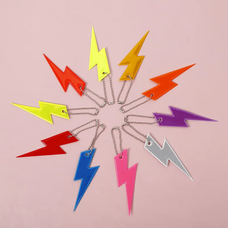 Lightning สะท้อนแสงพวงกุญแจสูงจี้สายกระเป๋าลายเครื่องประดับผู้ใหญ่เด็กความปลอดภัยสะท้อนแสงอุปกรณ์เสริม