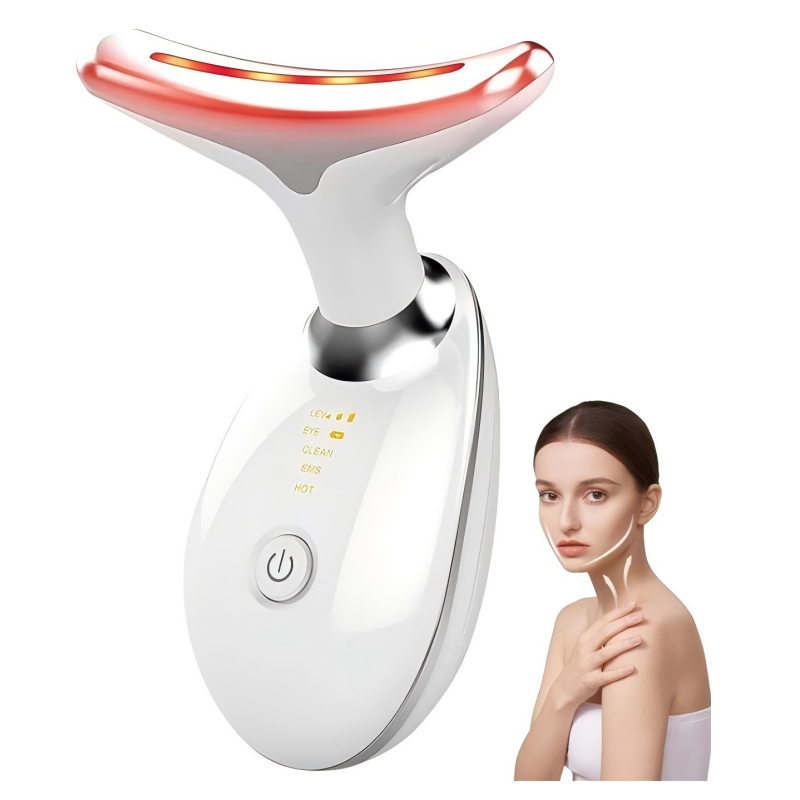 3 in 1 Microcurrent Neck Massager Facial Lift Tighten Face Contour and Smooth Lines Device 3 Color LED Light Beauty Instrument