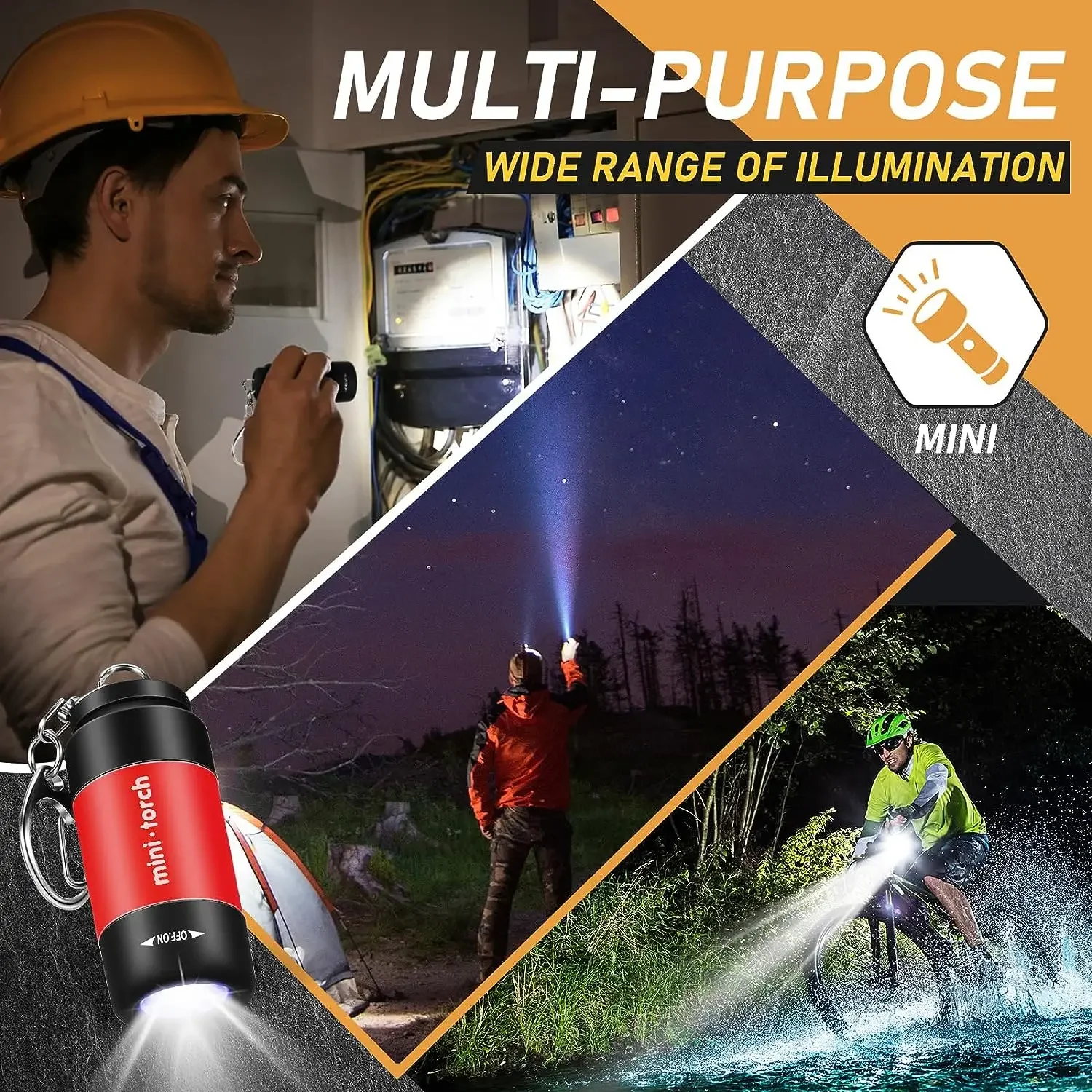 Mini LED Keychain Flashlight USB Torch Pocket-sized Keychain Lights Keyring Lamp USB Flashlights