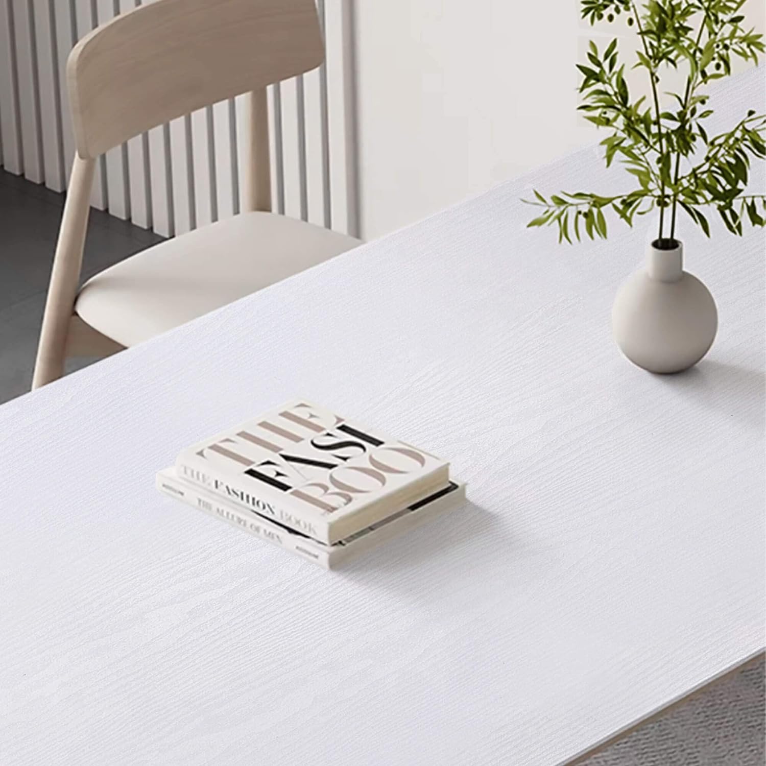 Papel tapiz autoadhesivo de grano de madera blanco, papel de Contacto grueso impermeable para mesa, gabinetes, decoración, encimeras