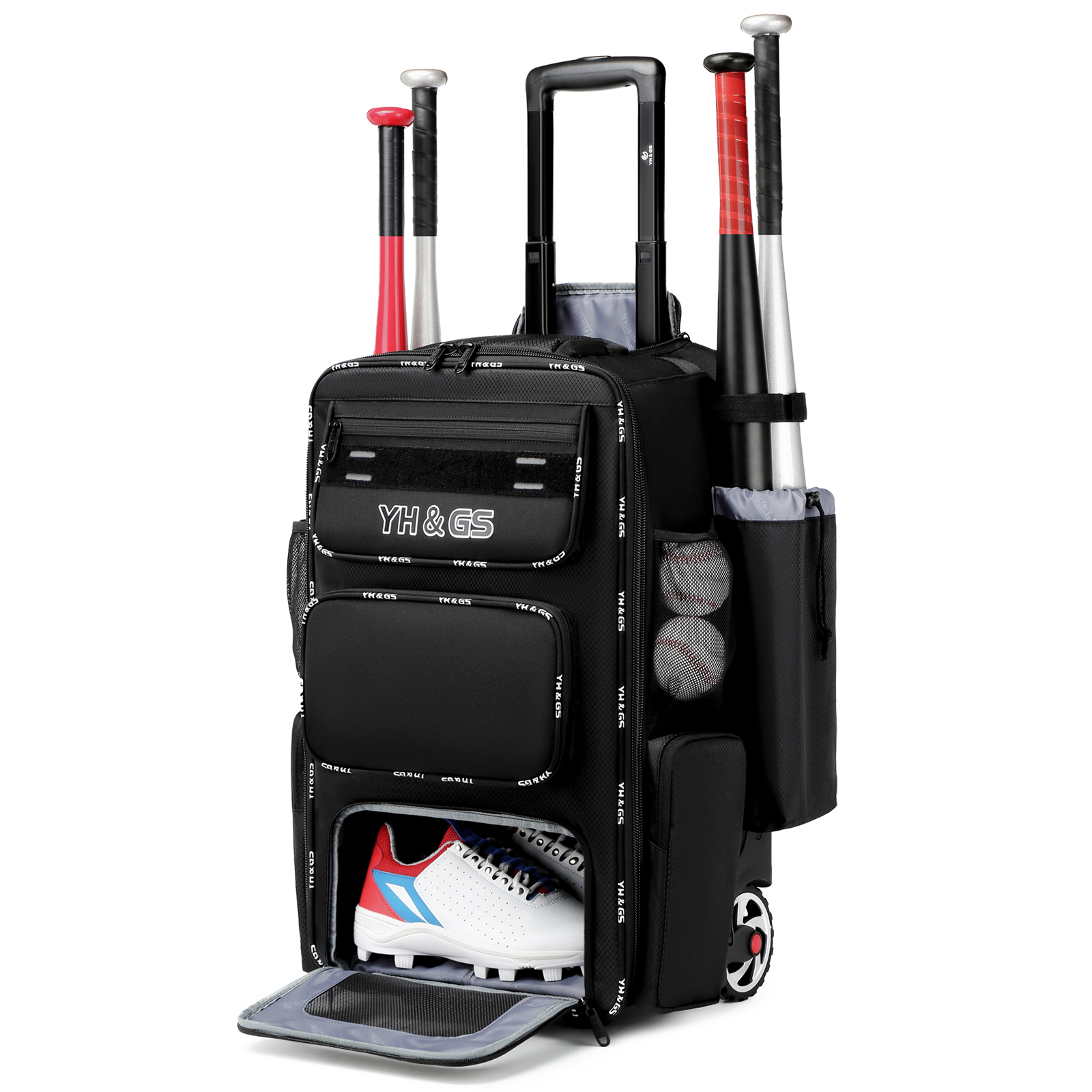 Carrinho de beisebol com rolamento, bolsa de beisebol para esportes ao ar livre com gancho para cerca, bagagem de beisebol leve, bolsa de softball juvenil
