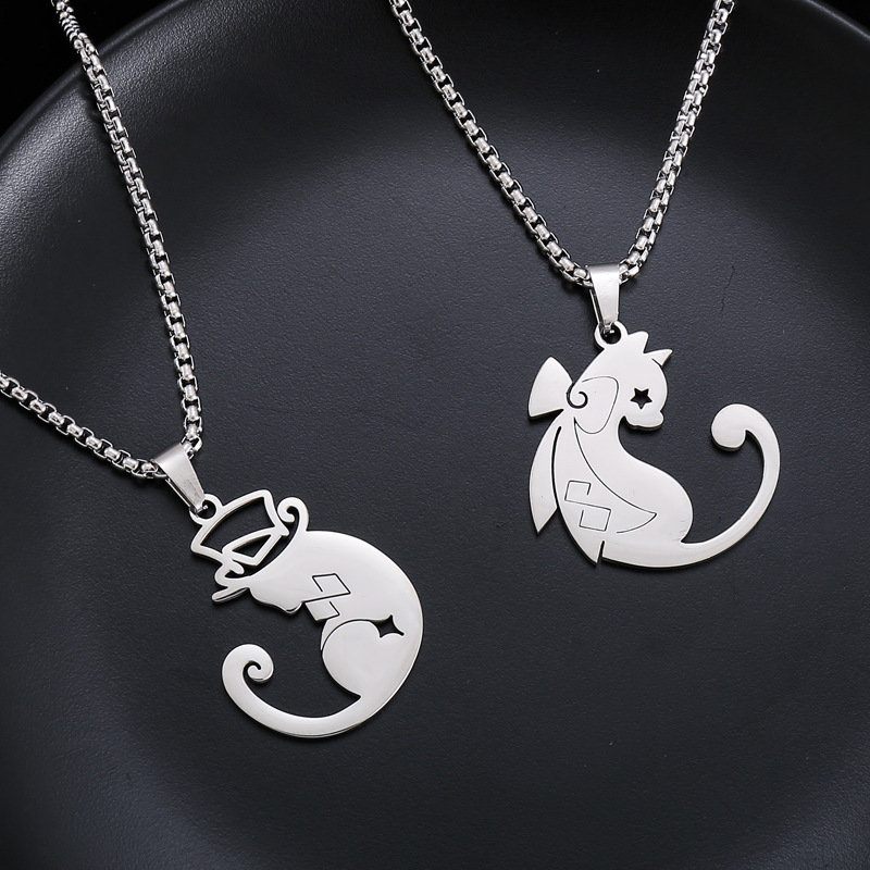 Game Impact Lynette Lyney Magician Cats Theme Cosplay Titanium Steel Necklace Pendant Metal Choker Chain Accessories