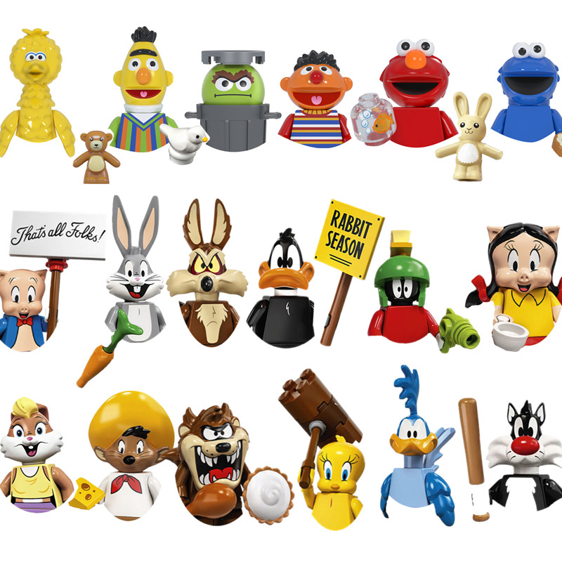 Disney Mini Anime acción montar juguetes figuras de bloques de construcción juguete de dibujos animados ratón pato Lobo conejo cerdo ladrillos regalo para niños