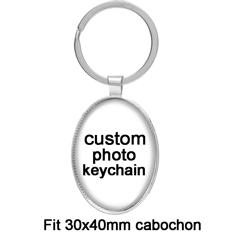 Personalized Photo Custom pictures glass cabochon keychain Bag Car key Rings Holder Charms silver plated key chains Men Women
