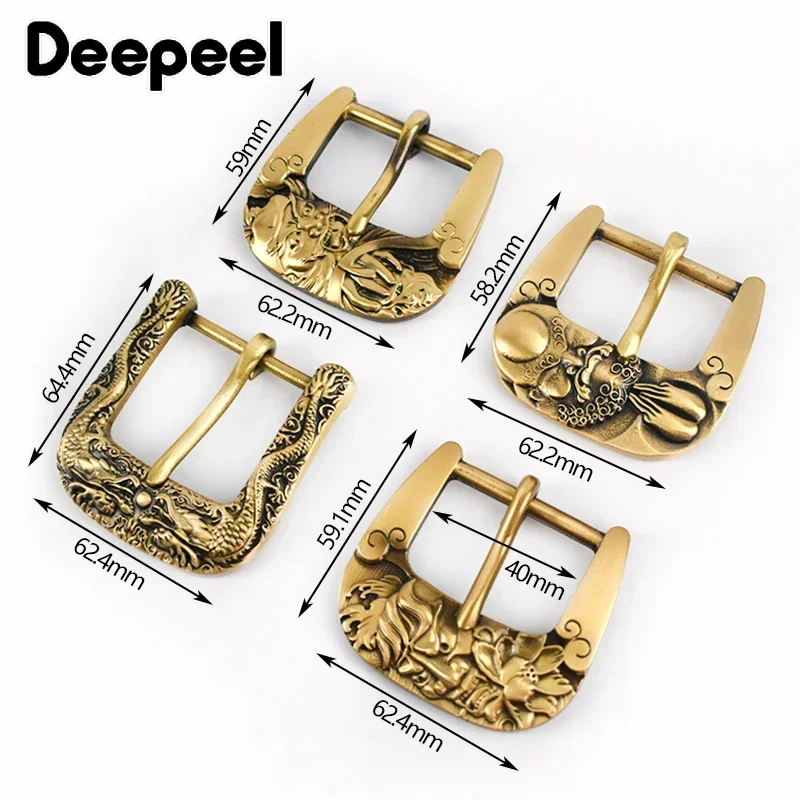 Deepeel-hebillas de cinturón de cobre puro para hombre, hebilla de Pin de latón macizo para cinturones de 38-39mm, accesorios de Metal para Jeans, artesanía de cuero