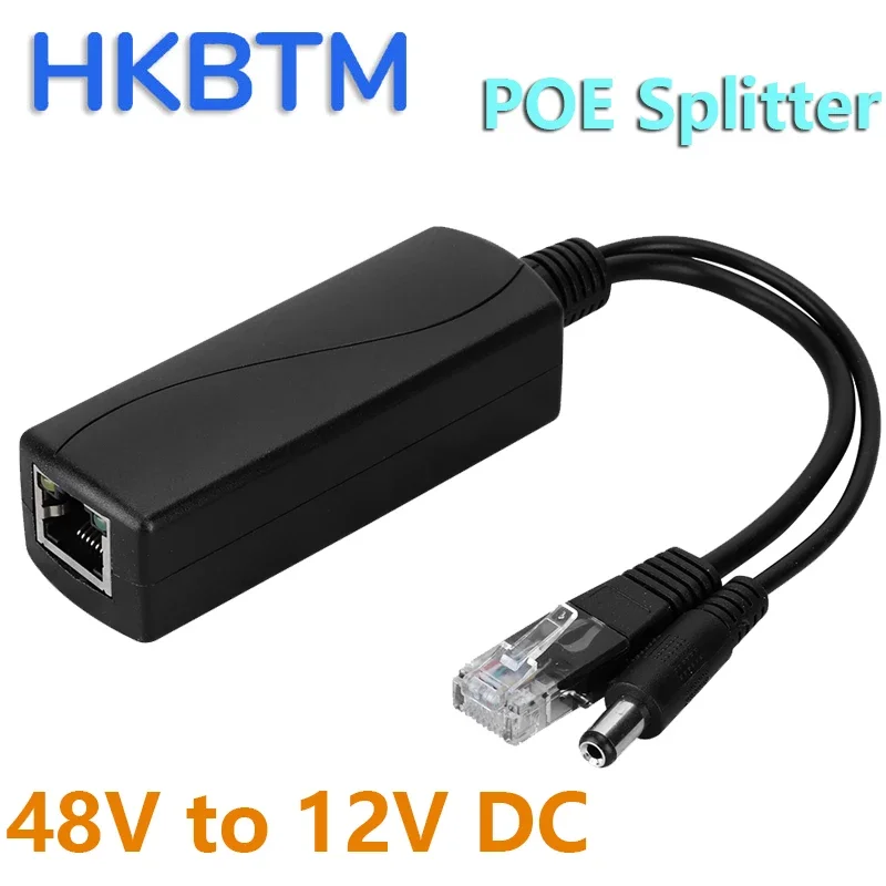 Hkbtm 48v a 12v conectores poe adaptador cabo divisor injetor fonte de alimentação para huawei para hikvision 2022 novo
